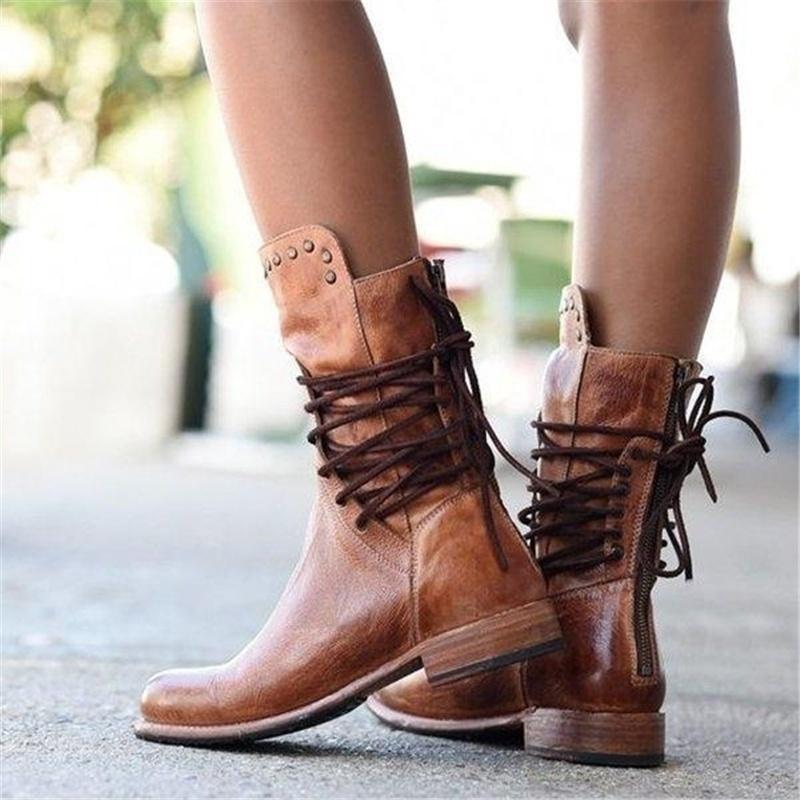 Lederstiefel Mit Schnürsenkeln R&B