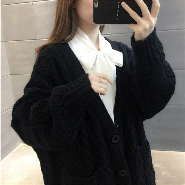 R&B | gestrickte Jacke Lang, dick und warm