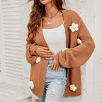 R&B | Strickjacke mit 3d Blumendekoration