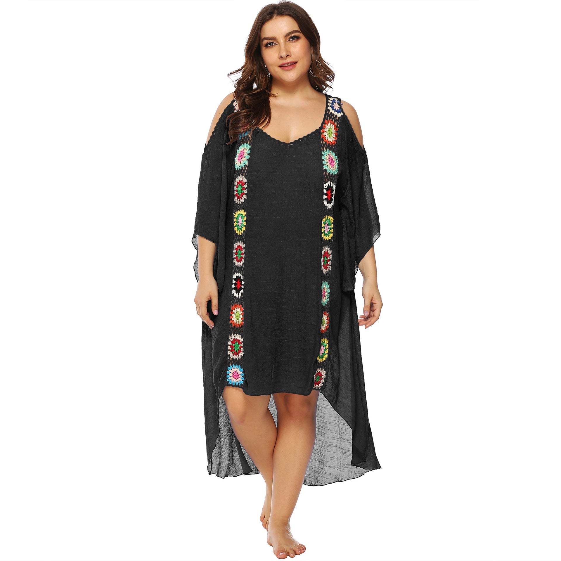 Damen mit floralem Stickdesign Strandüberwurf R&B