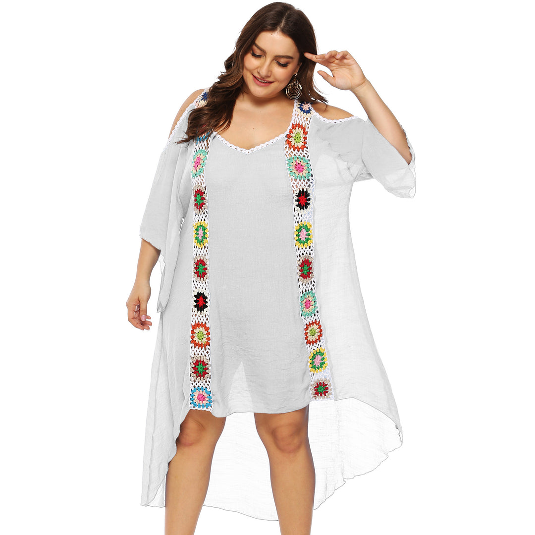 Damen mit floralem Stickdesign Strandüberwurf R&B