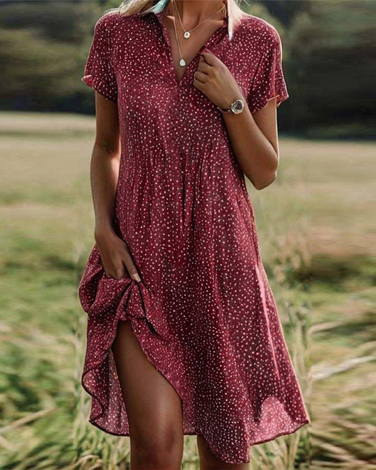 R&B | Lässiges Grünes Kleid mit Hemdkragen