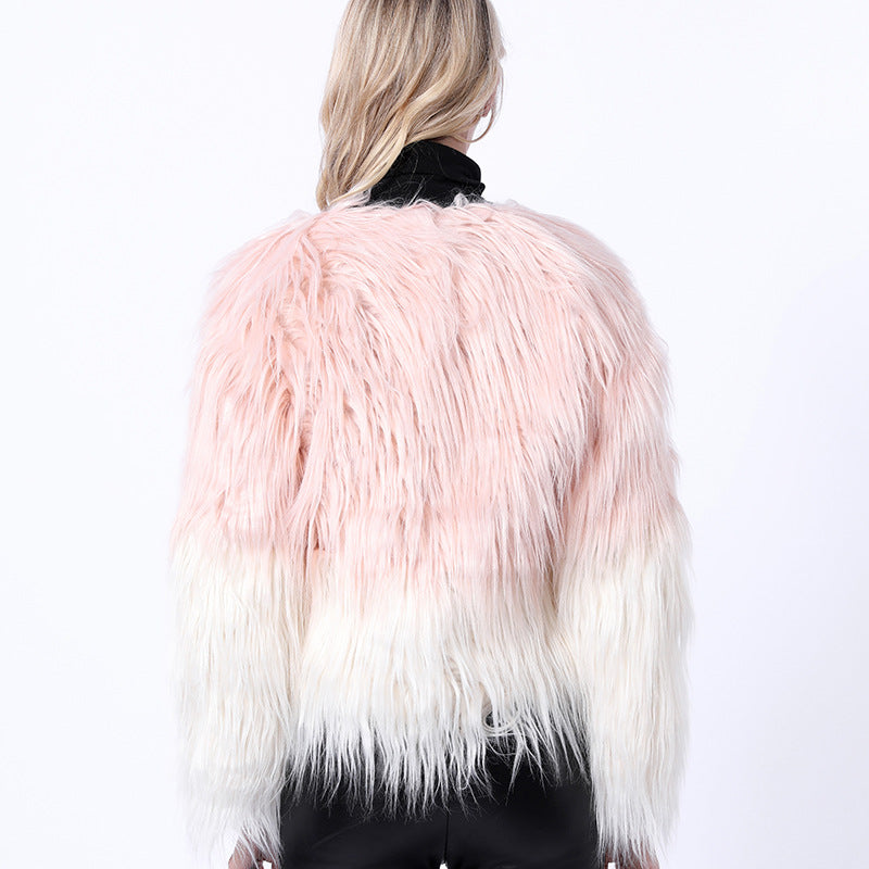 Damen Extravaganter Kunstpelzbollerjacke mit hochgeschlossenem Kragen R&B