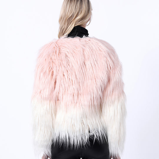 Damen Extravaganter Kunstpelzbollerjacke mit hochgeschlossenem Kragen R&B