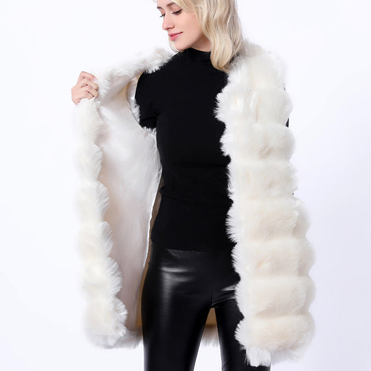 Damen Flauschige Kunstpelz-Weste mit strukturiertem Design und Taschen R&B