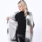 Damen Flauschige Kunstpelz-Weste im Patchwork-Design R&B