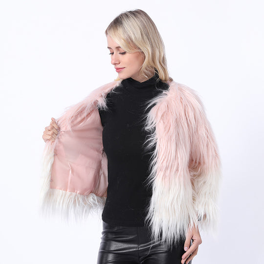 Damen Extravaganter Kunstpelzbollerjacke mit hochgeschlossenem Kragen R&B