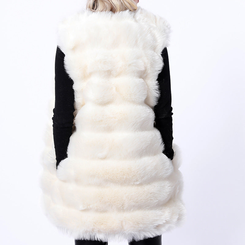 Damen Flauschige Kunstpelz-Weste mit strukturiertem Design und Taschen R&B