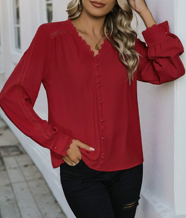 R&B | Langarmbluse, elegantes lässiges Damenoberteil