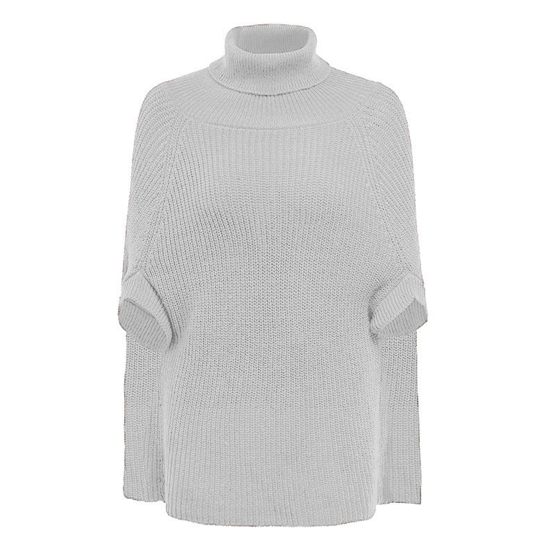 Damen modischer Strickpullover mit hochstehendem Kragen und exklusivem Häkelmuster R&B