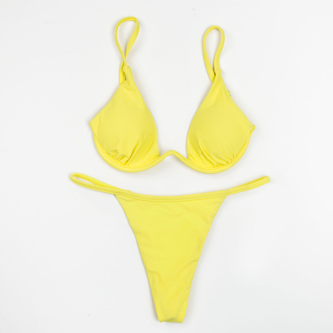 Damen Triangel-Bikini mit schimmerndem Oberteil und verstellbaren Trägern R&B