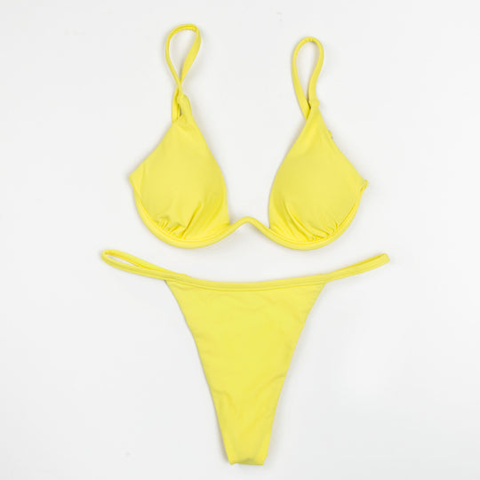 Damen Triangel-Bikini mit schimmerndem Oberteil und verstellbaren Trägern R&B