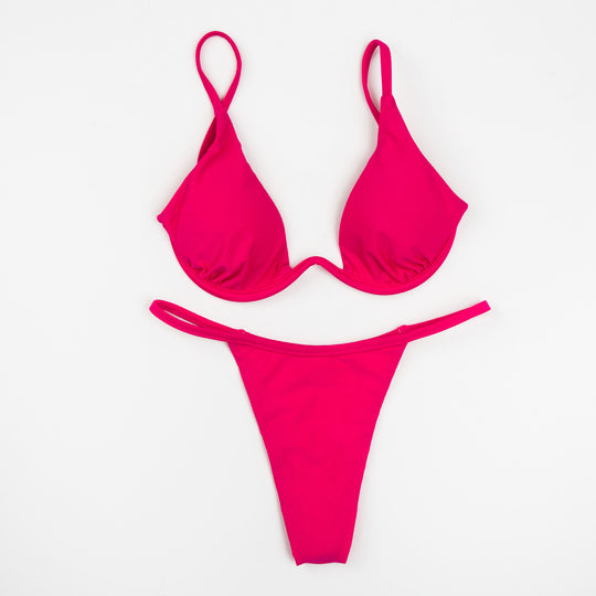 Damen Triangel-Bikini mit schimmerndem Oberteil und verstellbaren Trägern R&B