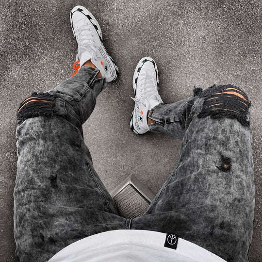 Herren Skinny Jeans mit modischen Used-Effekten R&B