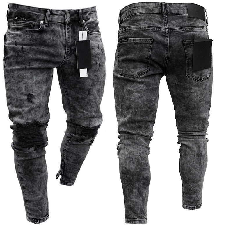 Herren Skinny Jeans mit modischen Used-Effekten R&B