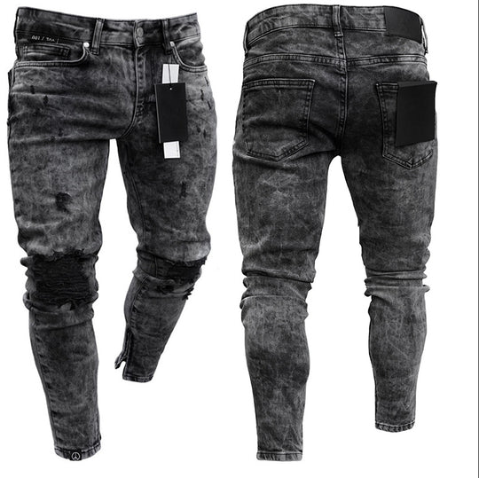 Herren Skinny Jeans mit modischen Used-Effekten R&B