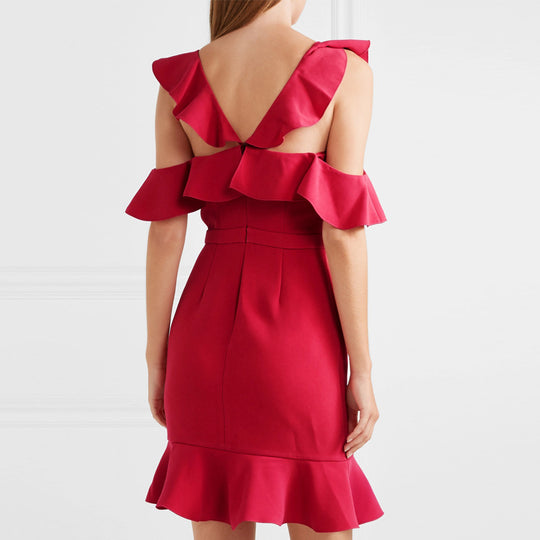Damen Raffiniertes Kleid mit schwingenden Rüschen R&B