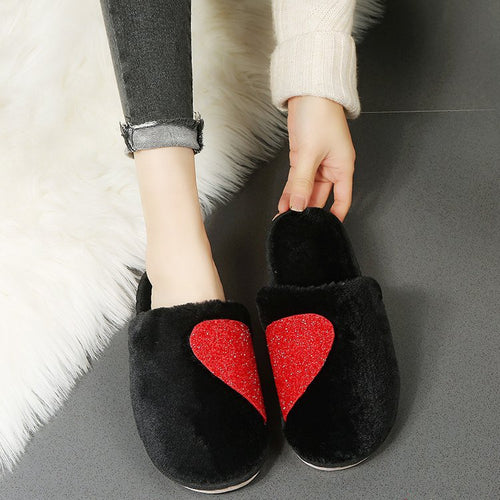 Damen Flauschige Hausschuhe mit funkelndem Herz-Design R&B