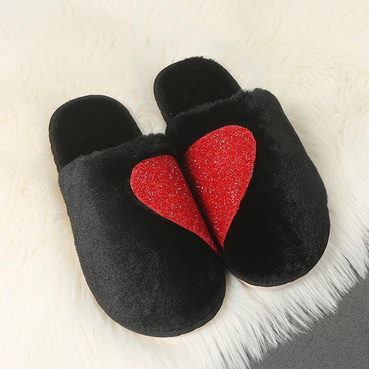Damen Flauschige Hausschuhe mit funkelndem Herz-Design R&B