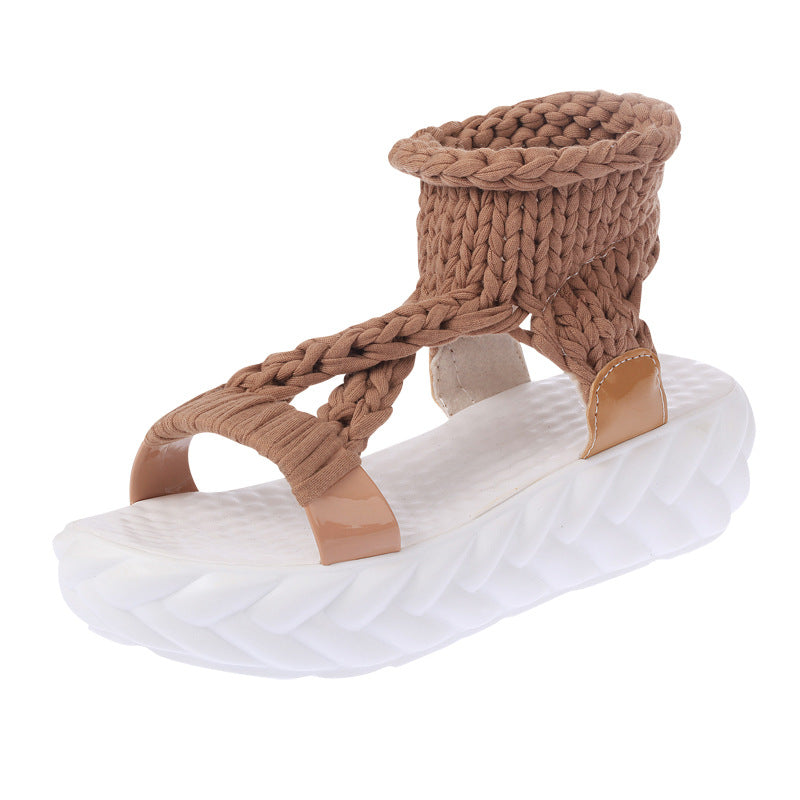 Damen Wedge-Sandalen mit geflochtenem Riemendesign und komfortabler Plattformsohle R&B