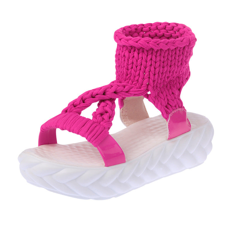 Damen Wedge-Sandalen mit geflochtenem Riemendesign und komfortabler Plattformsohle R&B