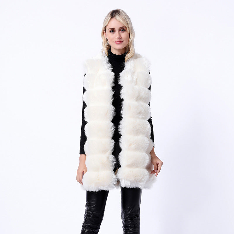 Damen Flauschige Kunstpelz-Weste mit strukturiertem Design und Taschen R&B