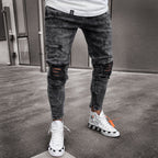 Herren Skinny Jeans mit modischen Used-Effekten R&B