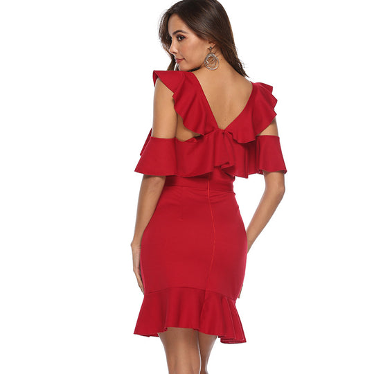 Damen Raffiniertes Kleid mit schwingenden Rüschen R&B
