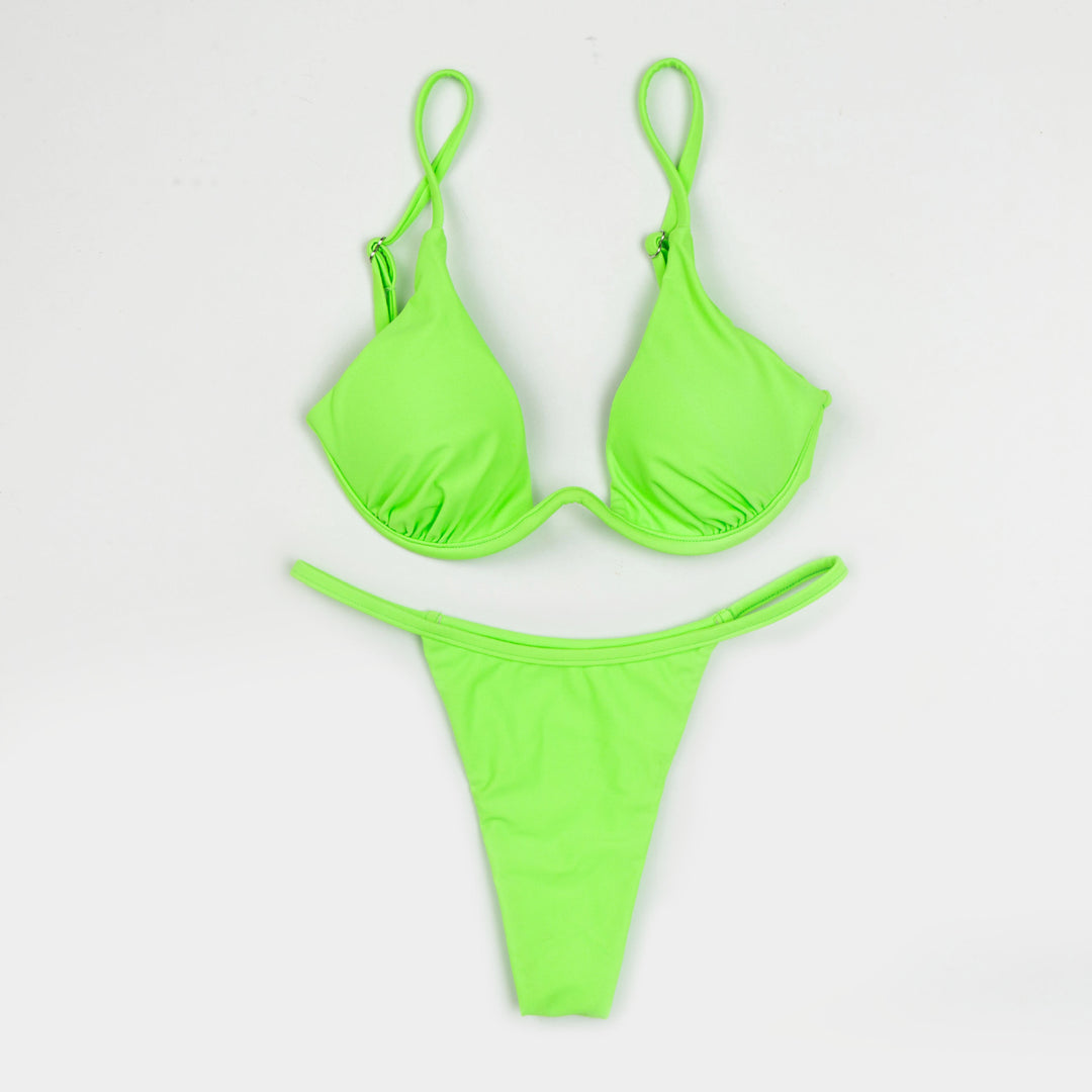 Damen Triangel-Bikini mit schimmerndem Oberteil und verstellbaren Trägern R&B