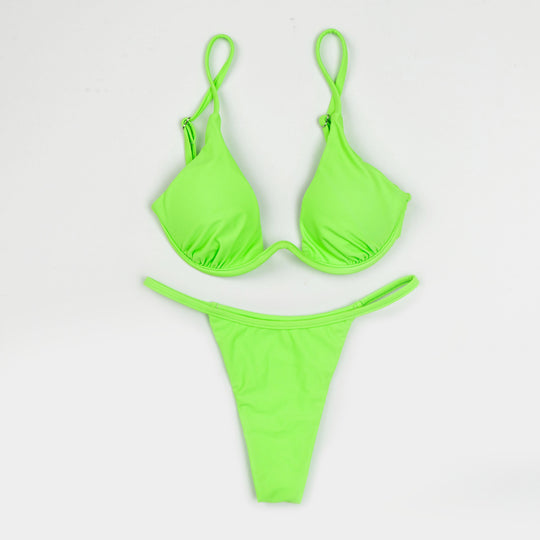 Damen Triangel-Bikini mit schimmerndem Oberteil und verstellbaren Trägern R&B