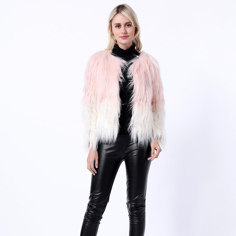 Damen Extravaganter Kunstpelzbollerjacke mit hochgeschlossenem Kragen R&B