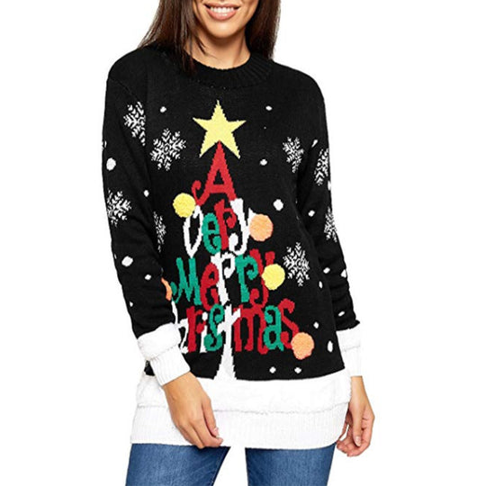 Damen Weihnachtspullover mit festlichem Design und großem Motiv R&B