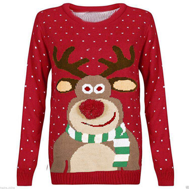 Damen Weihnachtspullover mit rentiermotiv und strukturierter Optik R&B