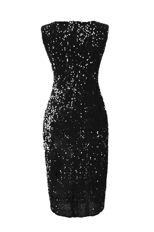Damen Elegantes Party-Kleid mit glitzerndem Paillettenbesatz und hohem Schlitz R&B