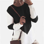 Damen modischer Pullover mit geometrischem Design und strukturierten Ärmeln