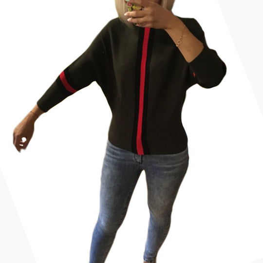 Damen modischer Strickpullover mit stylishen Streifen R&B