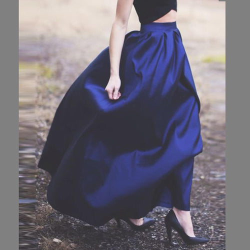 Damen Maxirock aus schimmerndem Satin mit weitem Schnitt R&B