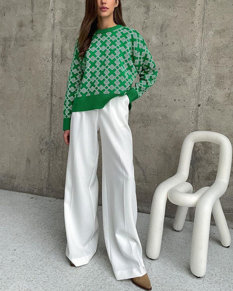 R&B | Muster Strickpullover Weich und Trendy Statement-look