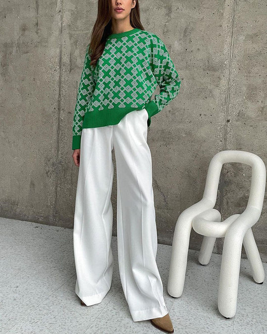 R&B | Muster Strickpullover Weich und Trendy Statement-look