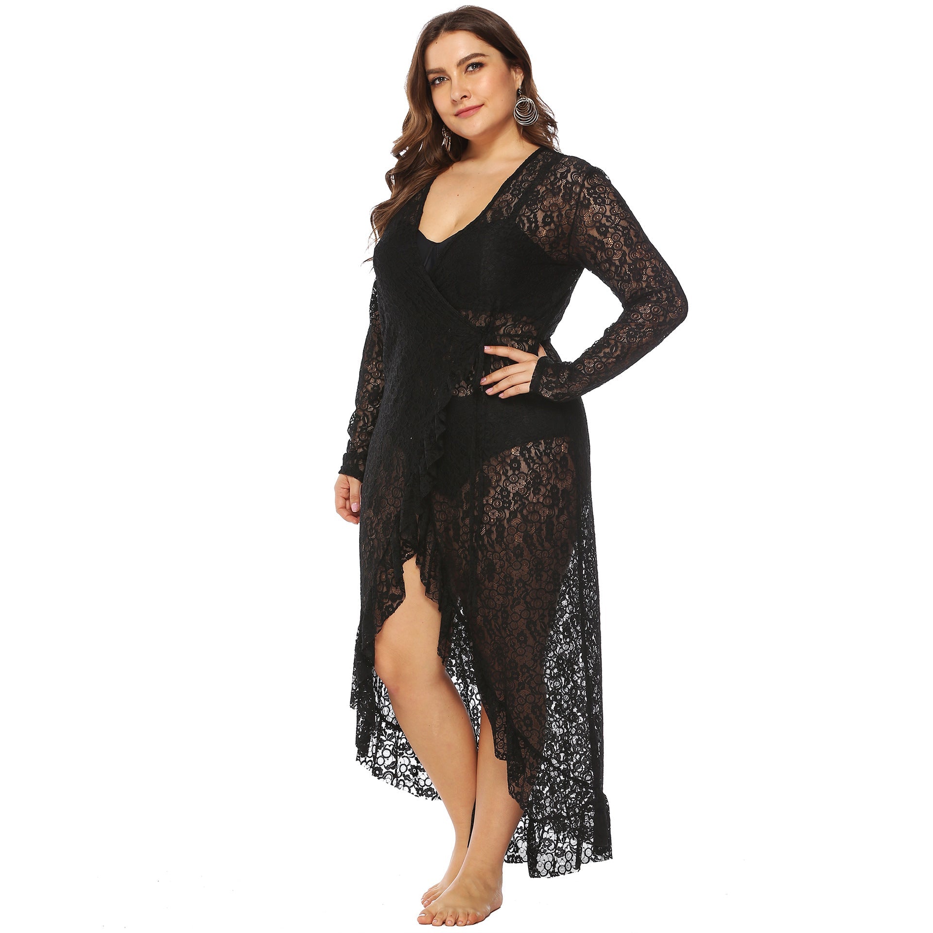 Damen eleganter Spitzen-Strandüberwurf R&B