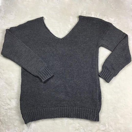Damen V-Ausschnitt Strickpullover mit lockerer Passform R&B