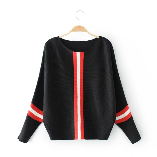 Damen modischer Strickpullover mit stylishen Streifen R&B