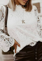 Damen Spitzenoberteil mit floralen Lochdetails R&B