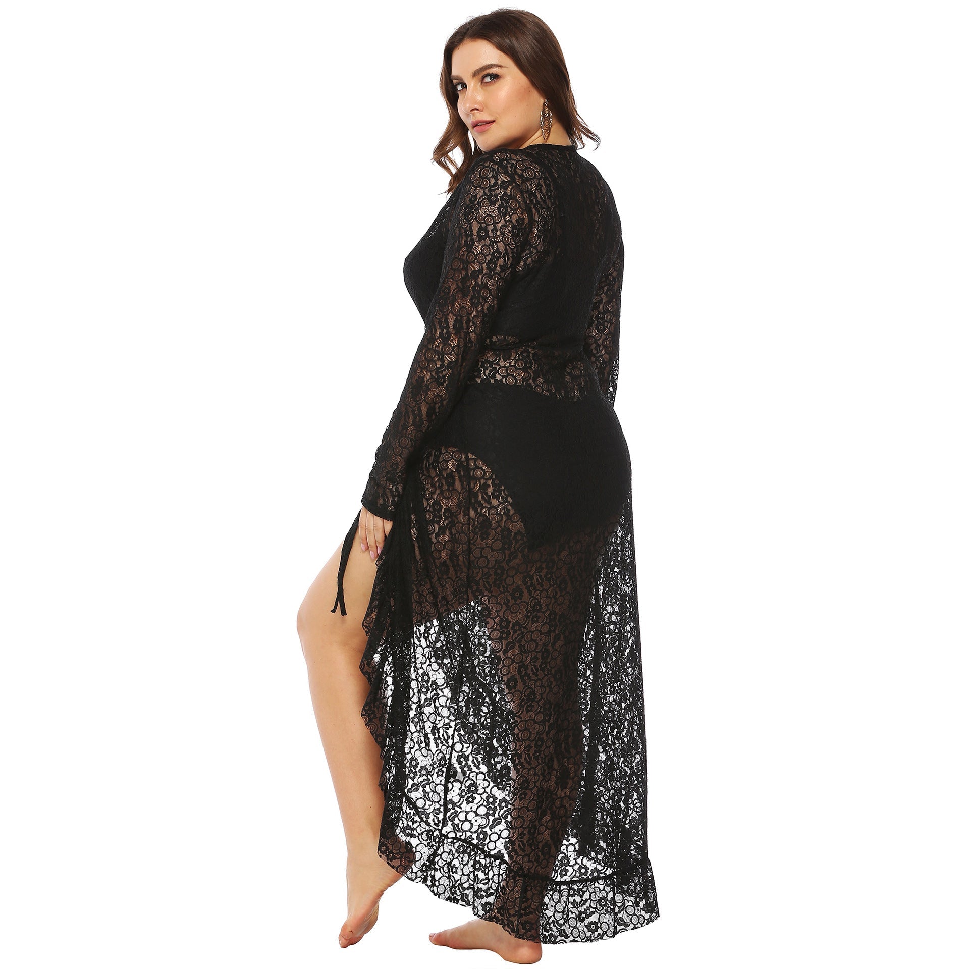 Damen eleganter Spitzen-Strandüberwurf R&B