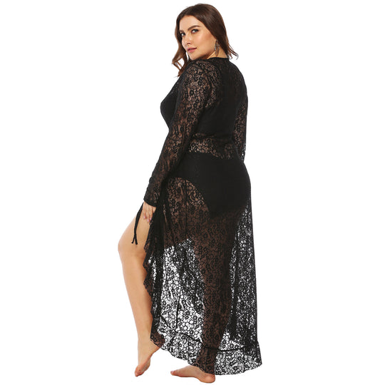 Damen eleganter Spitzen-Strandüberwurf R&B