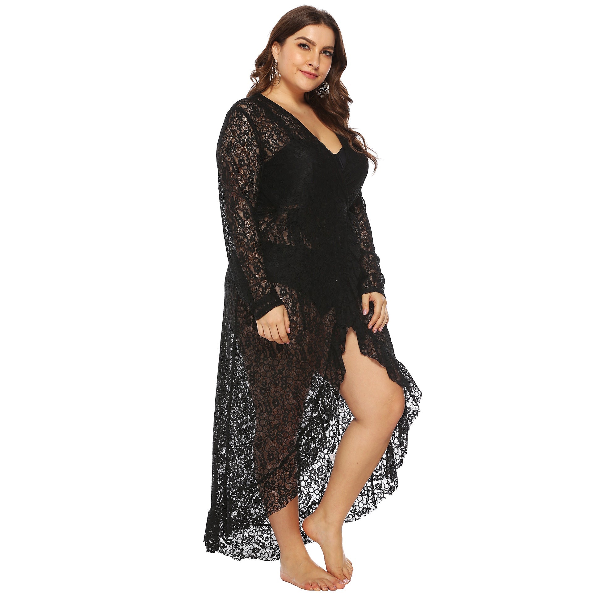 Damen eleganter Spitzen-Strandüberwurf R&B