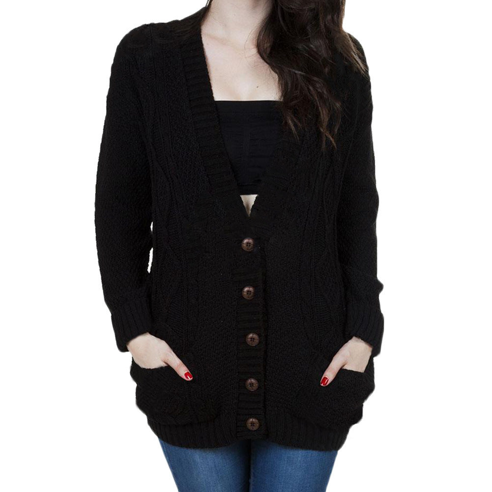 Damen Grobstrick-Cardigan mit Knopfdetails und aufgesetzten Taschen