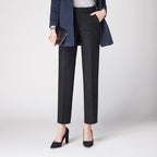 Damen Woll Stoffhose schmal geschnitten mit edlem Design