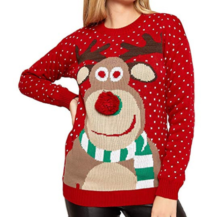 Damen Weihnachtspullover mit rentiermotiv und strukturierter Optik R&B