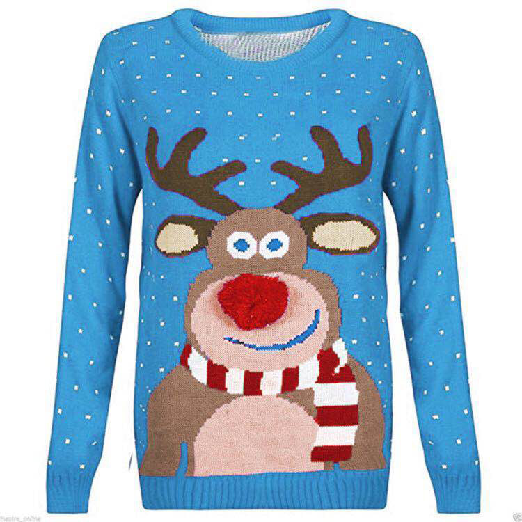 Damen Weihnachtspullover mit rentiermotiv und strukturierter Optik R&B